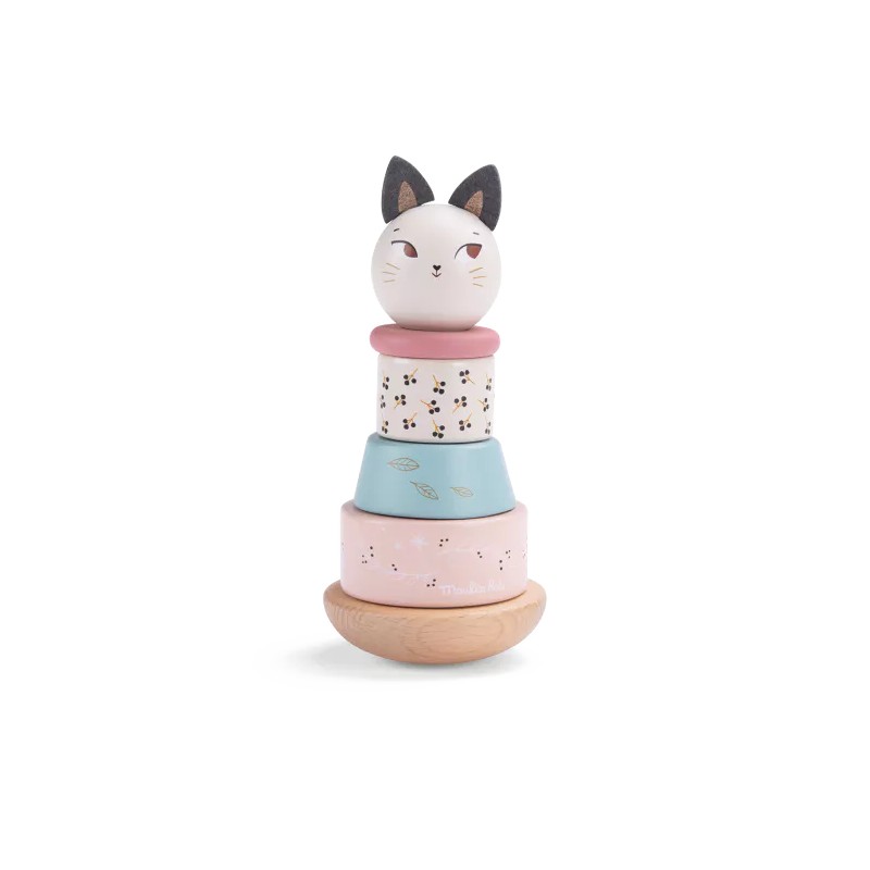 Culbuto Chat empilable en bois - Moulin Roty