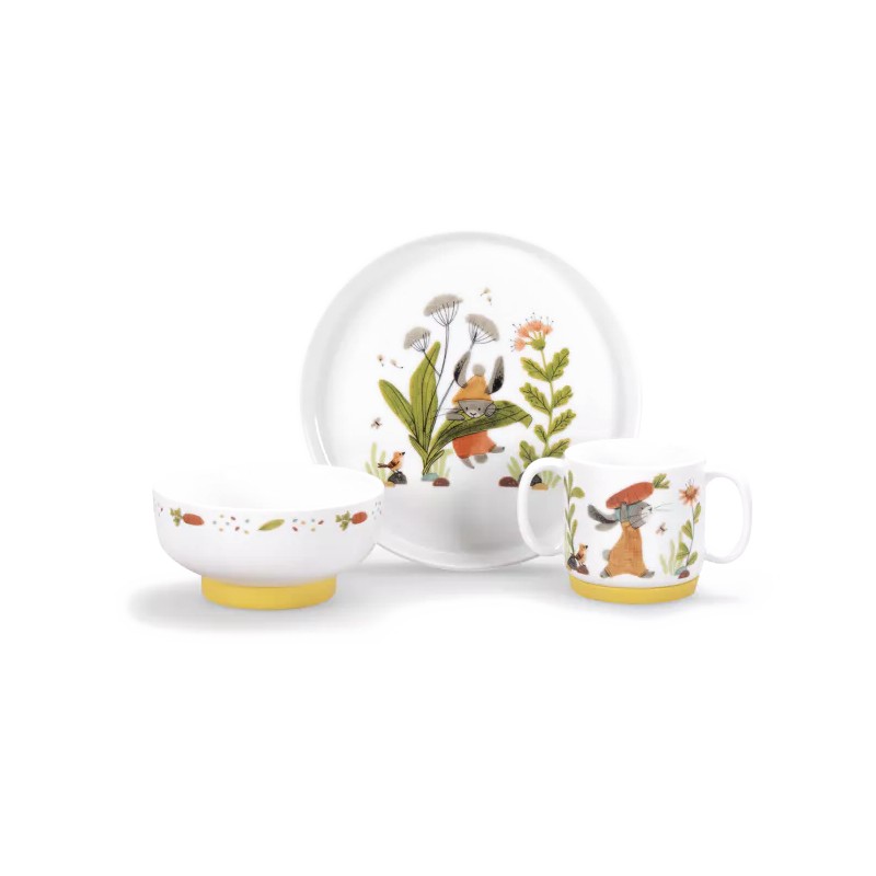 SET VAISSELLE PORCELAINE LES 3 LAPINS - MOULIN ROTY