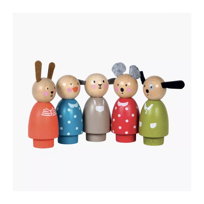 Set de 5 personnages en bois - moulin roty